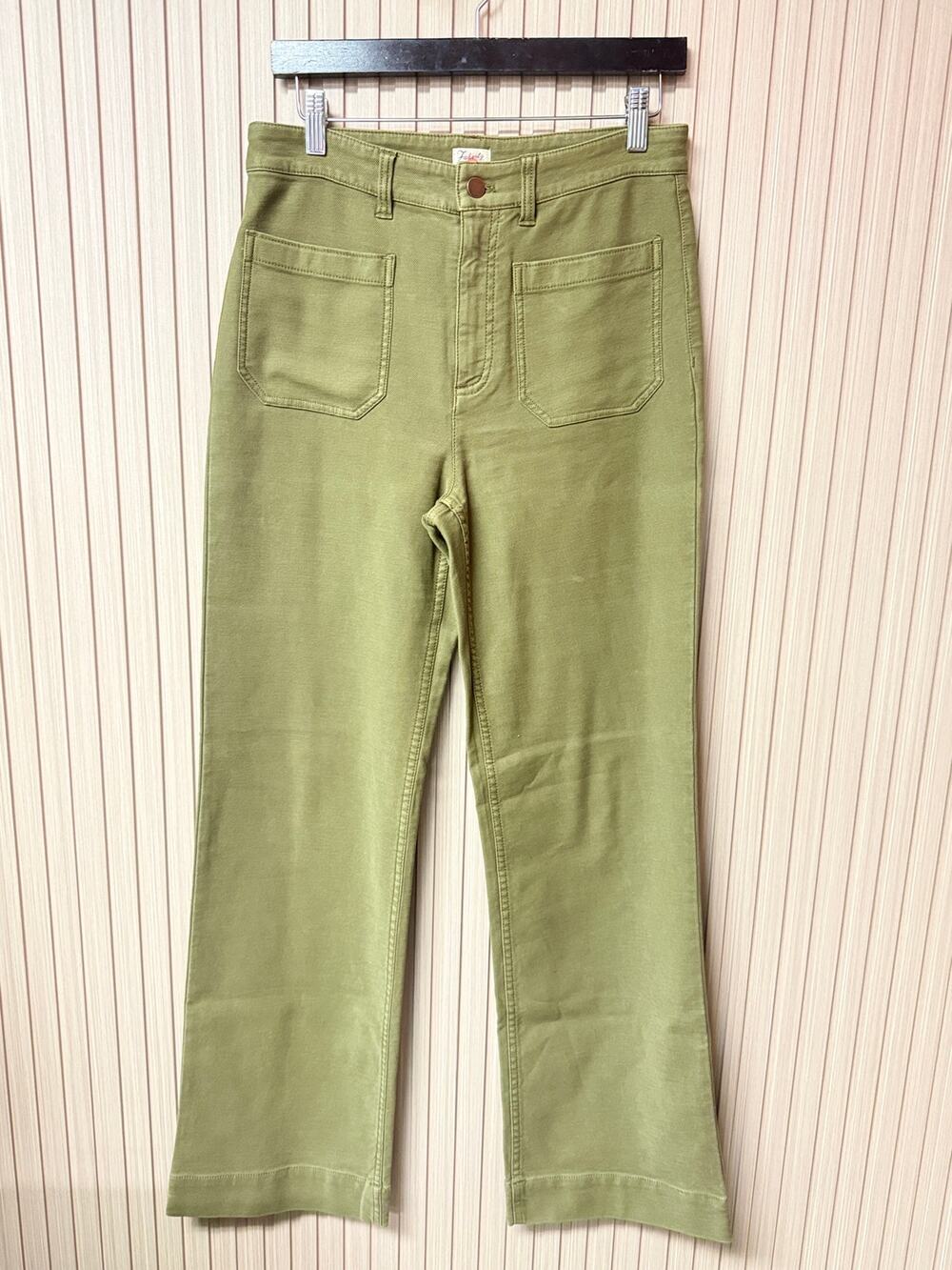 Faherty Olive Green Patch Pocket Straight Ankle Pants Women's Size 29